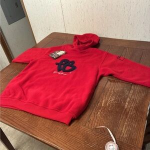 Vintage Fubu Hoodie Youth L (16-18) Red Fleece Sweater 90s Y2K Hip-Hop